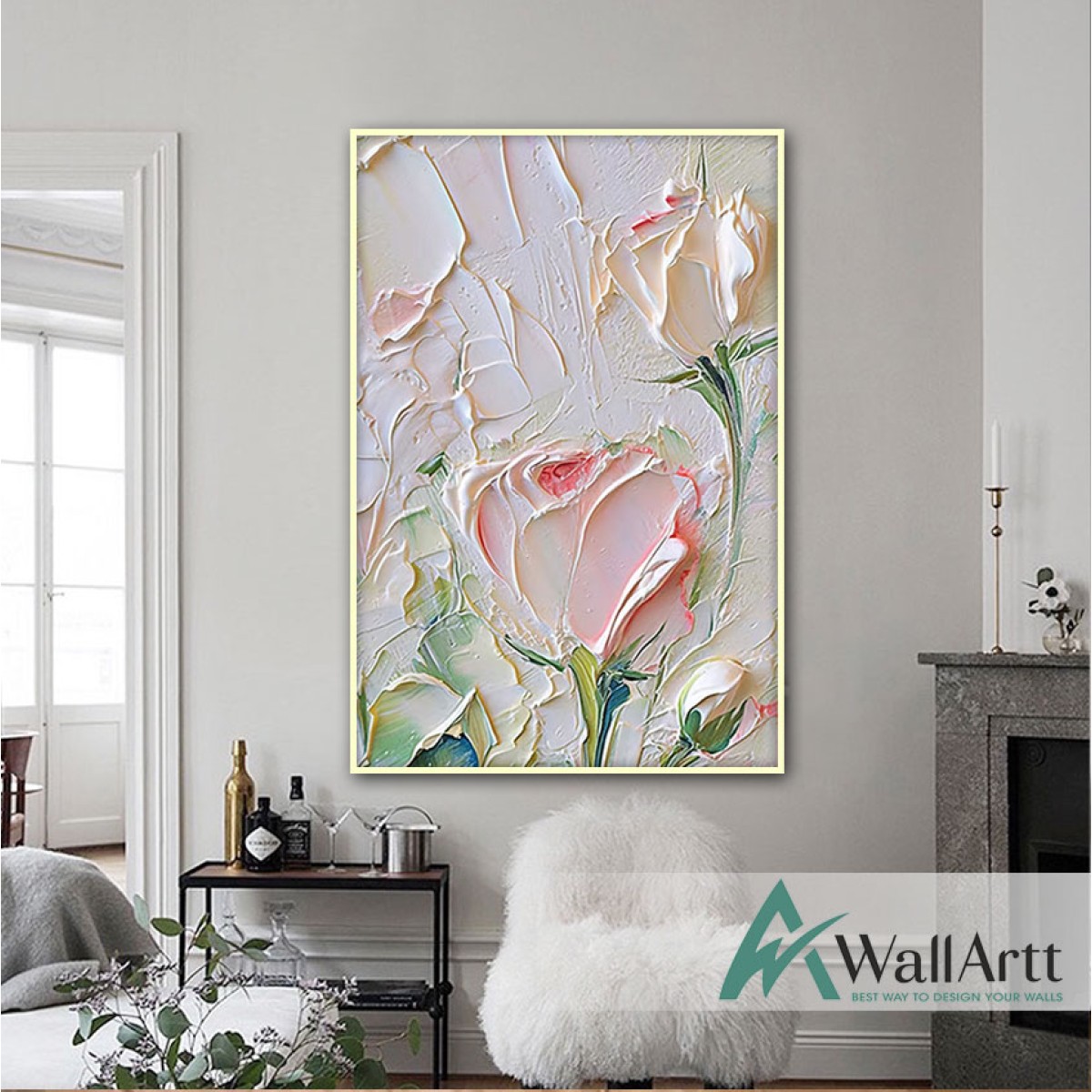 Beauty of a Rose 3d Heavy Textured Partial Oil Painting